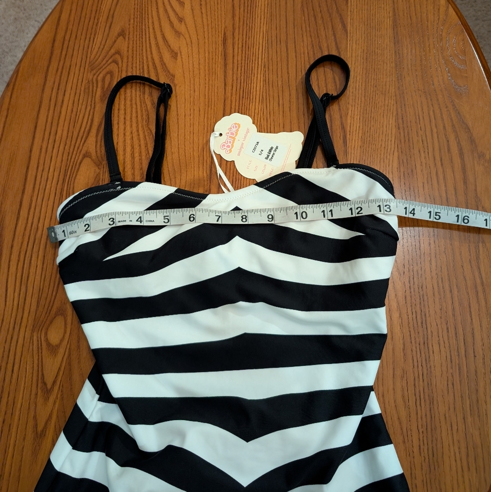 Barbie "unique vintage" black/white stripe swimsuit, size S - NEW - Picture 3 of 8